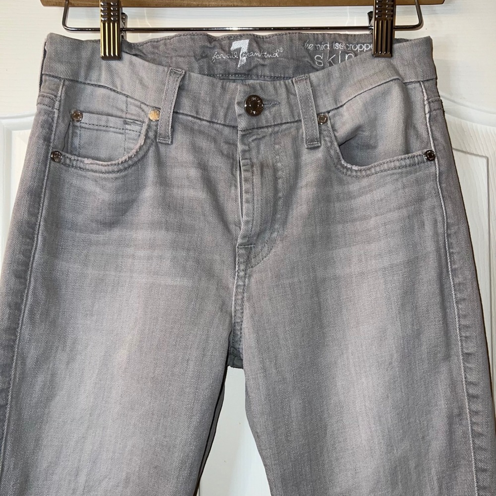 7 for all Mankind-The Mid rise cropped Skinny in Washed Denim Gray size 25 - Picture 3 of 7